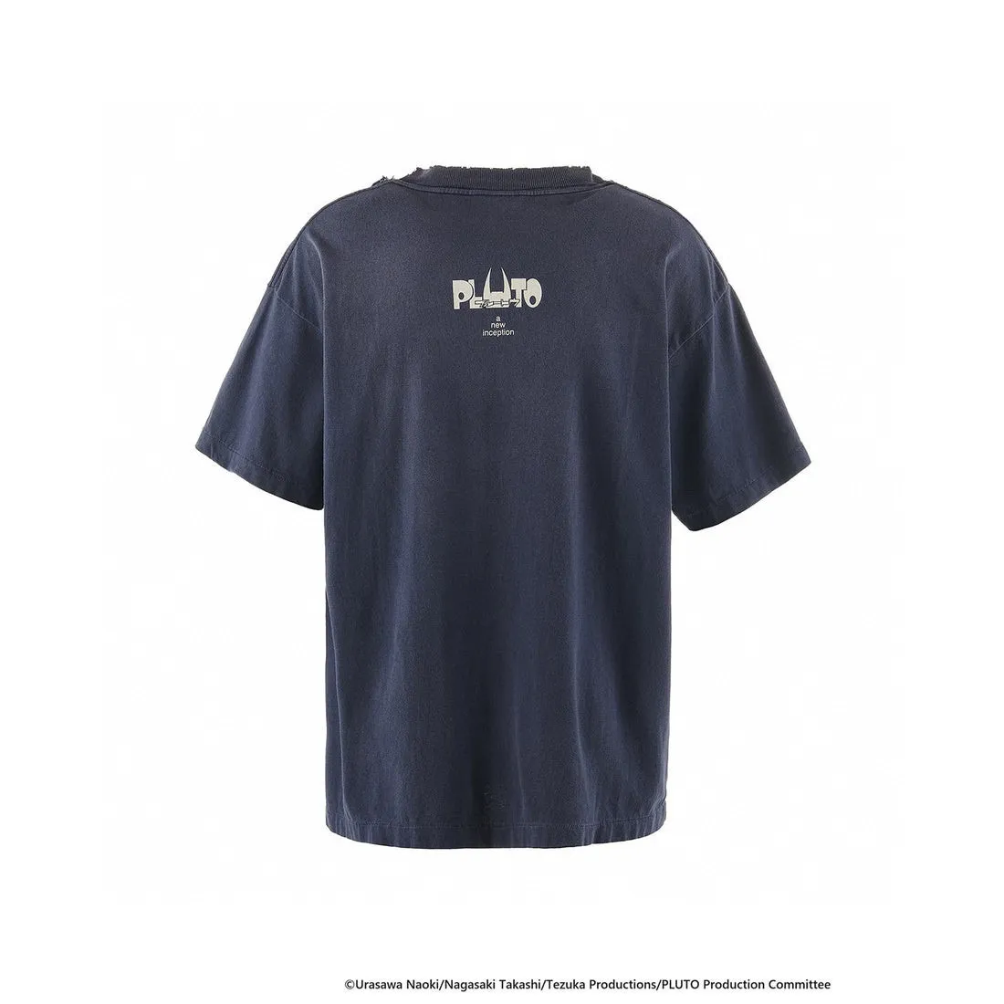 PLUTO x SAINT Mxxxxxx PLUTO SS TEE/Pluto co-branded retro tee Pluto distressed hole short sleeves Washed blue S-XL The washing and destruction process have reached the highest peak in the brand's history The real thing is quite acceptable This tee is derived from Osamu Tezuka's landmark masterpiece Customized original consistent main mark/wash mark Original consistent cylindrical OE yarn fabric